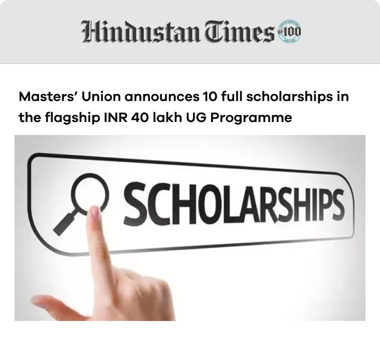 Gurugram-based Masters’ Union announces 10 full scholarships in the flagship INR 40 lakh UG Programme
